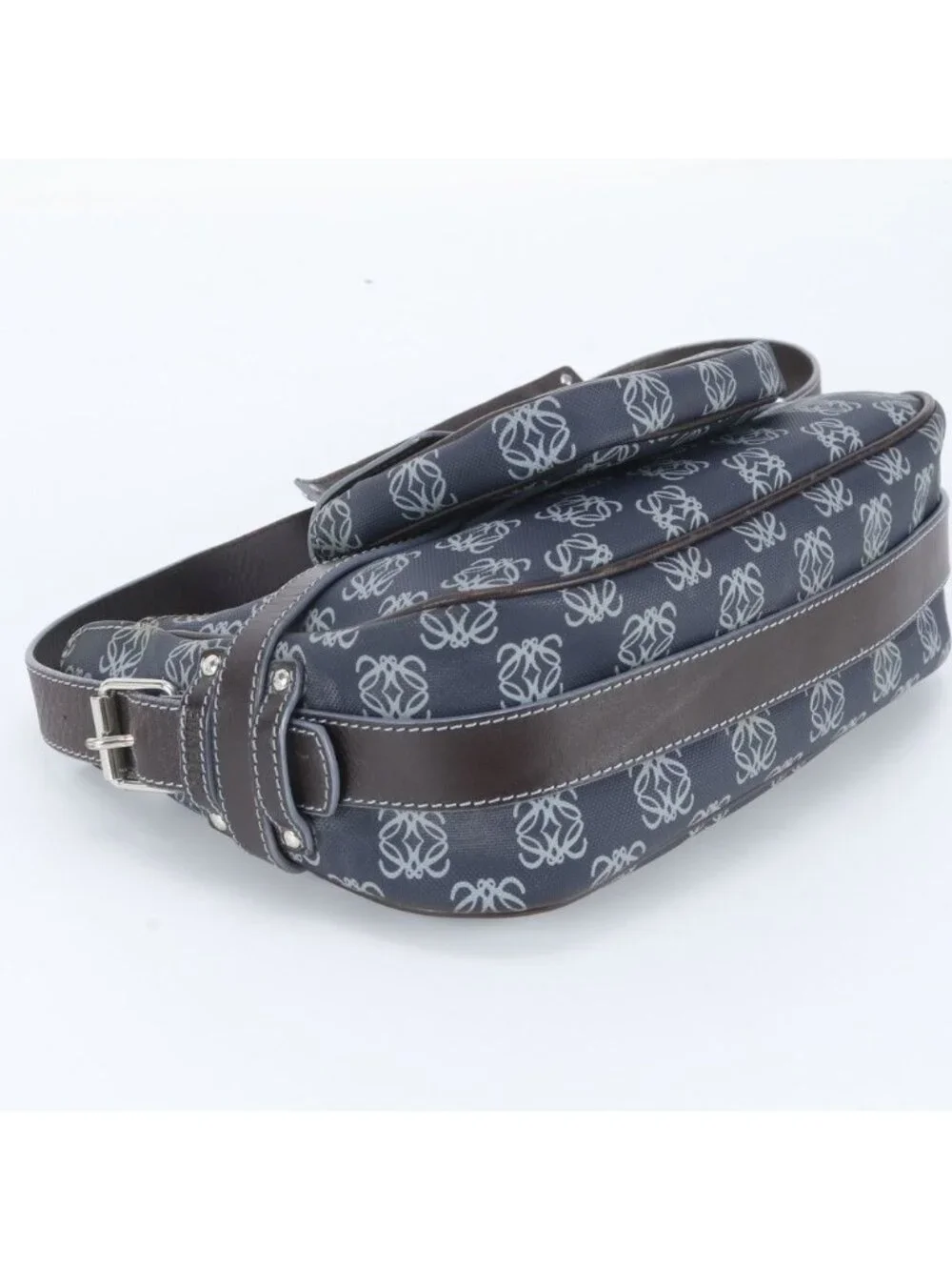 Loewe Anagram Leather Shoulder Bag Tote Hand Navy